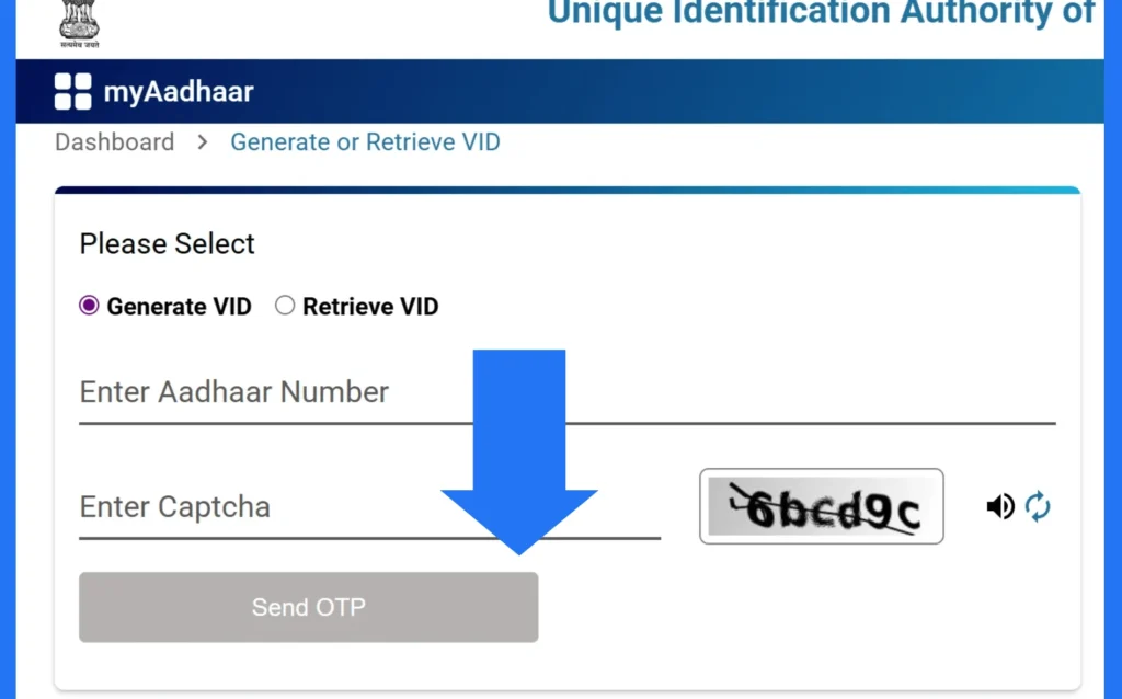 My Aadhaar UIDAI 14 Generate or Retrieve VID